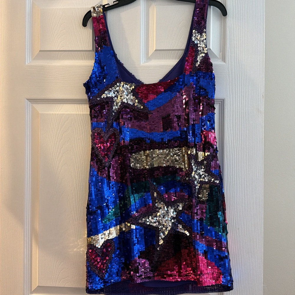 Nasty Gal party dress. Multicolor sequins & beads. Stars and a Heart. US size 6. - Picture 2 of 2